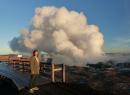 Alison by the largest steam vent at Gunnuhver, Iceland